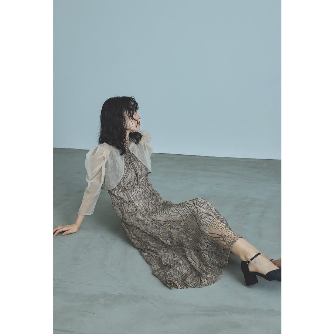 ニアナ niana ボレロ付きレースキャミワンピースパーティードレス 結婚