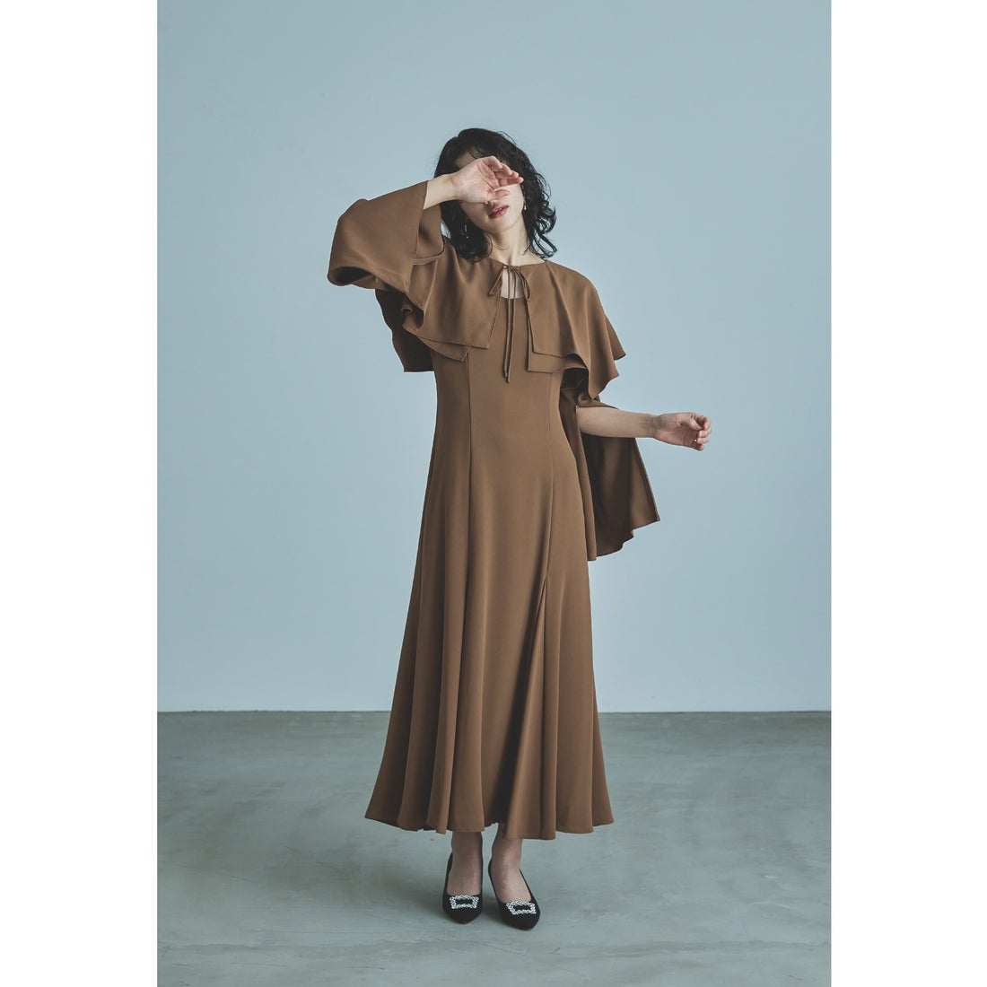 ニアナ niana ワントーンケープドレス ボレロキャミワンピース