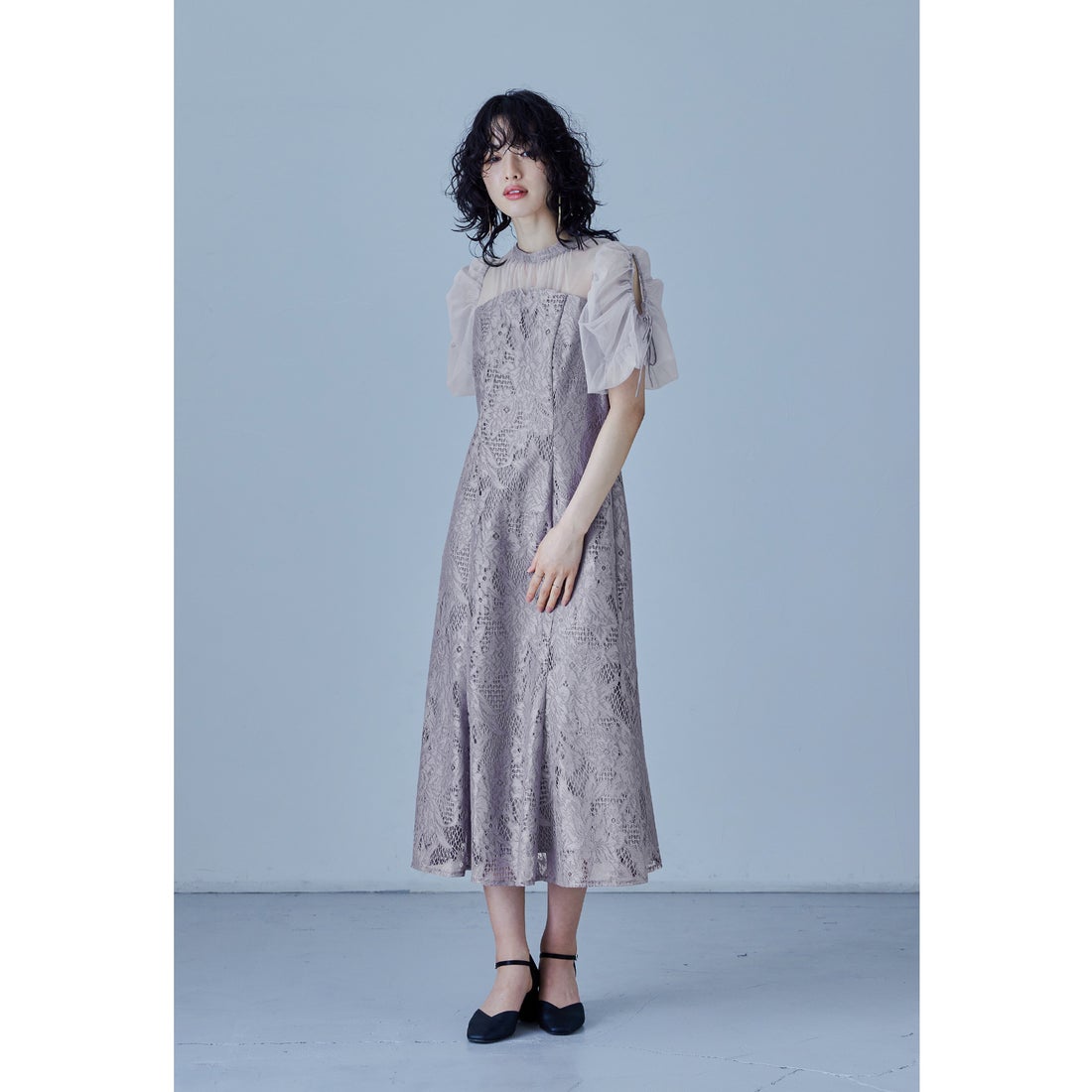 ニアナ niana 【低身長用サイズあり】フラワージャガードパフスリーブ