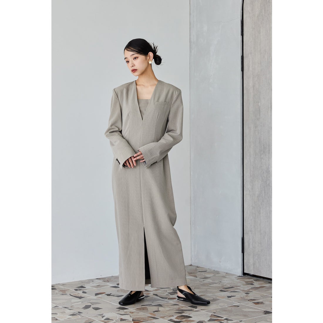 ニアナ niana ピンストライプテーラードビスチェドレス 2点セット