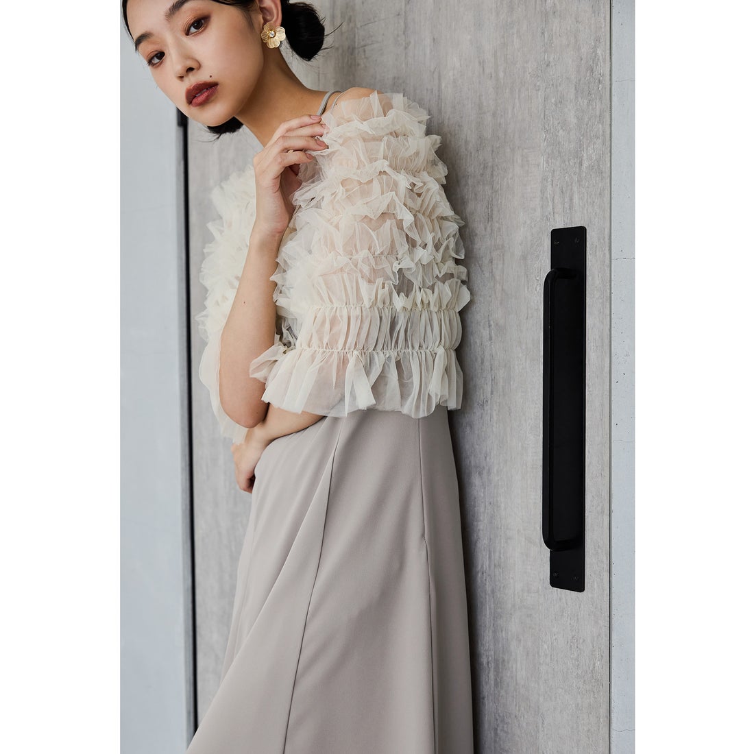 ニアナ niana シャーリングチュールトップスセットドレス 2点セット