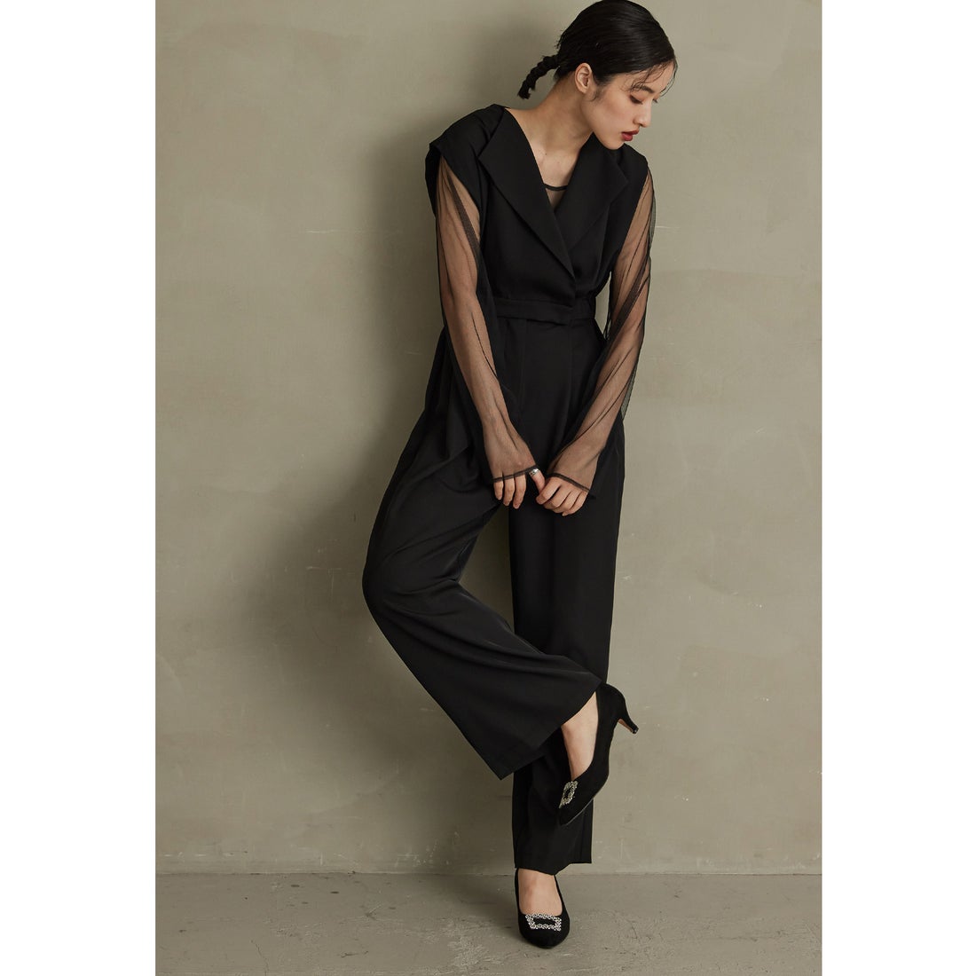 ニアナ niana スタンドアウトカラーオールインパンツ 2点セット パンツ