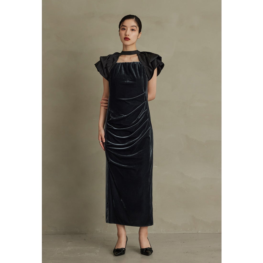 ニアナ niana ドレープベロアドレス パーティードレス オケージョン