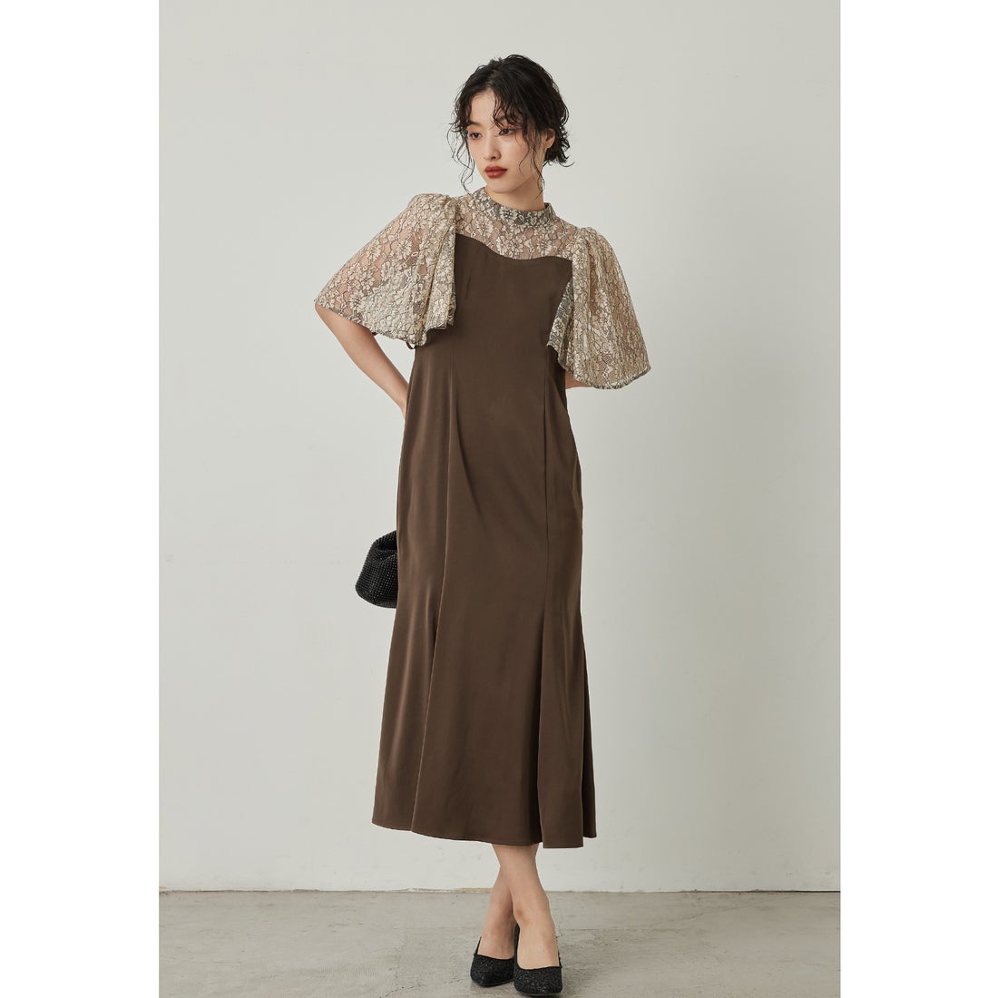 ニアナ niana ラメレース切り替えマーメイドドレス 結婚式 成人式