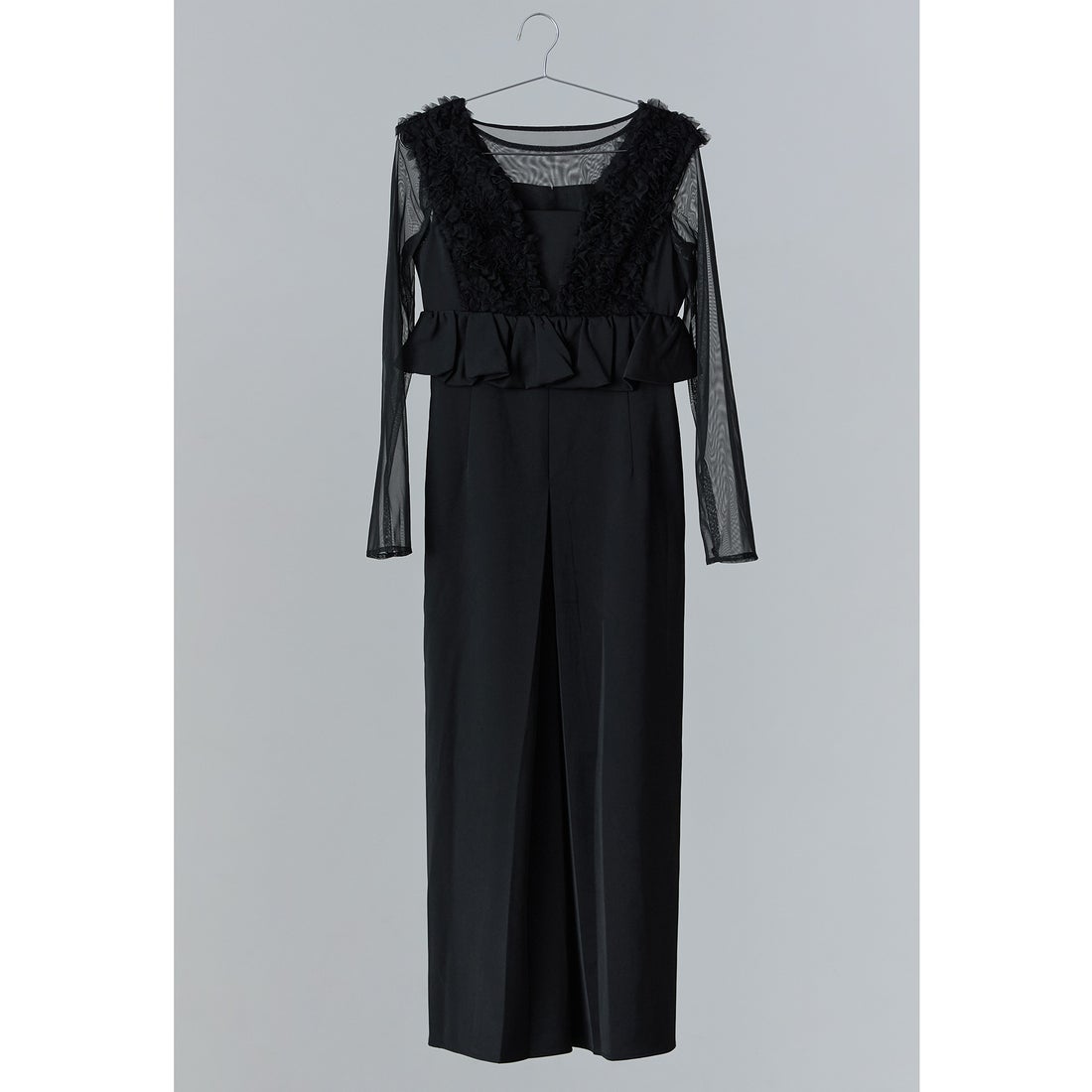 ニアナ niana チュールフリルペプラムドレス 2点セット シアー