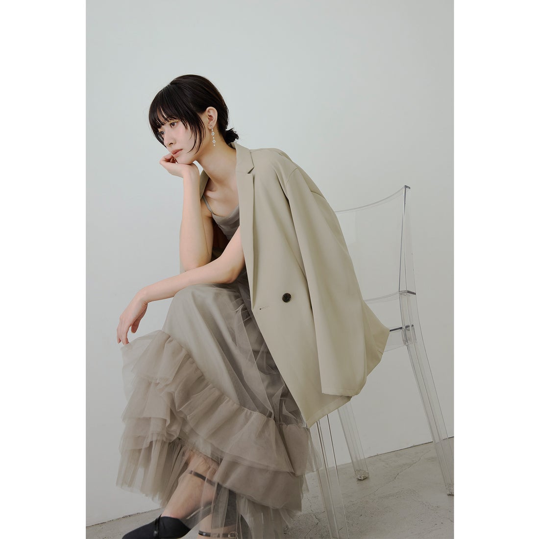 ニアナ niana ジャケットセットチュールフリルドレス 2点セット 結婚式