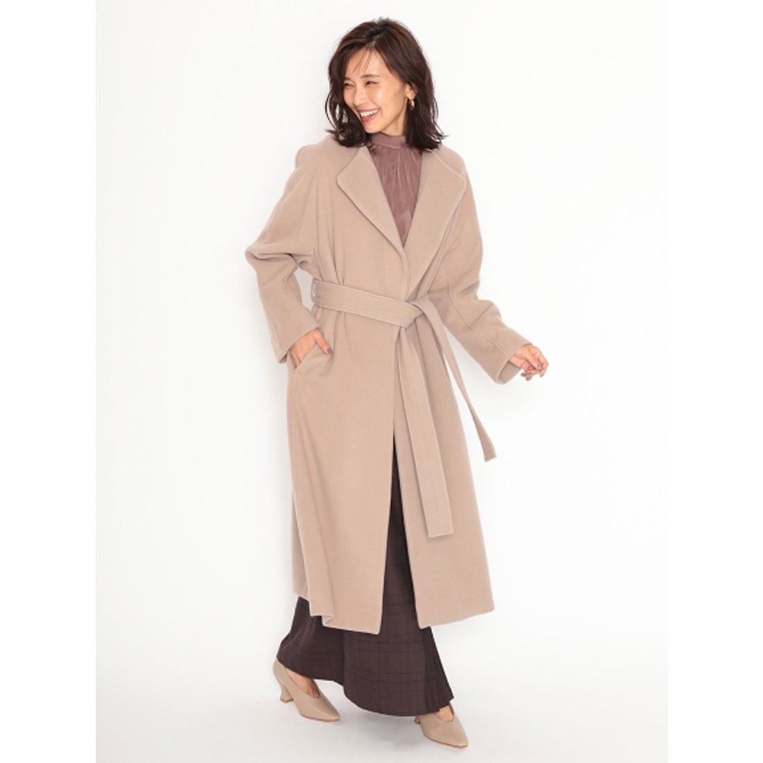 スナイデル SNIDEL ウールカシミヤコート （ベージュ） -靴