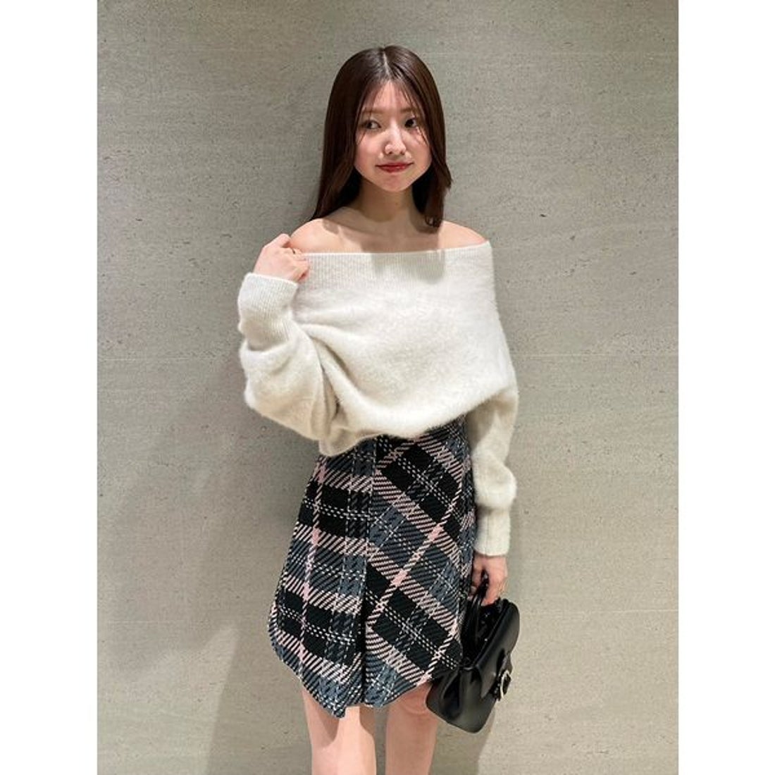 スナイデル SNIDEL ロービングチェックミニスカート （BLK