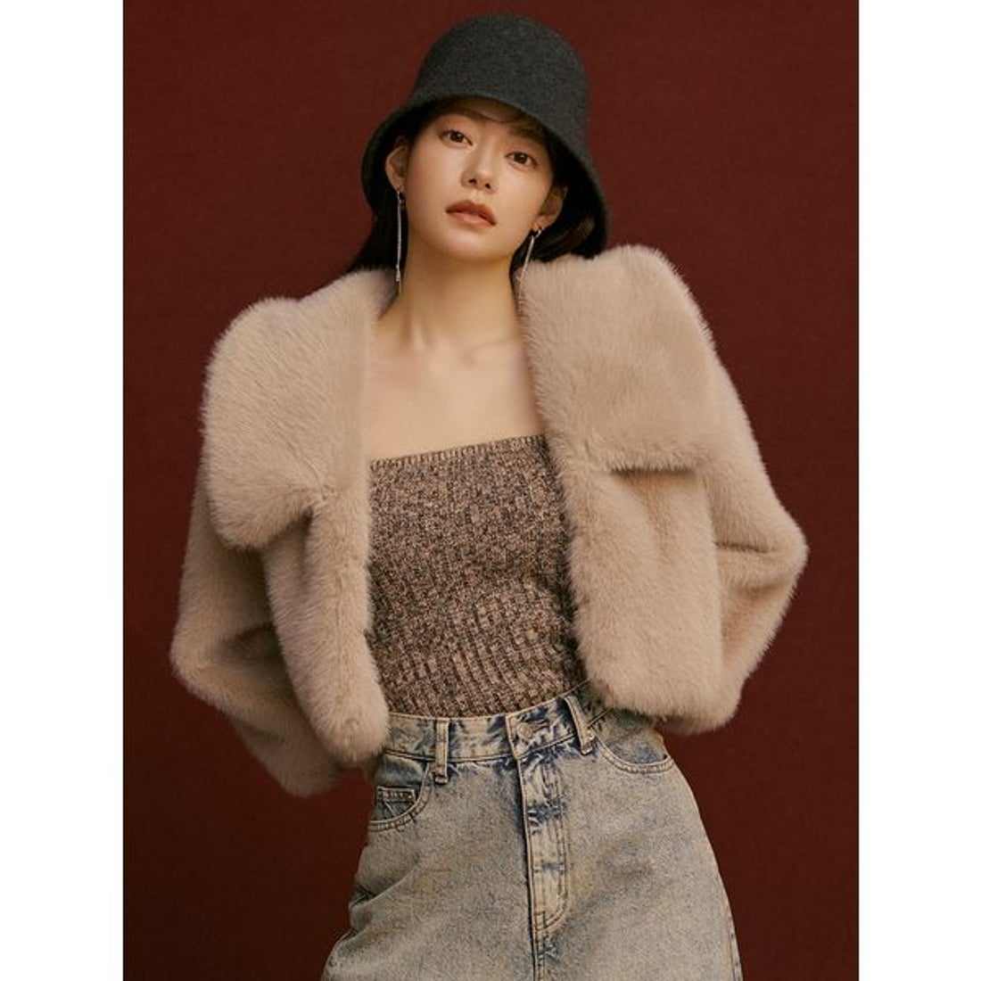 SNIDEL｜ファーショートコート 未使用に近い SNIDEL ショートエコ