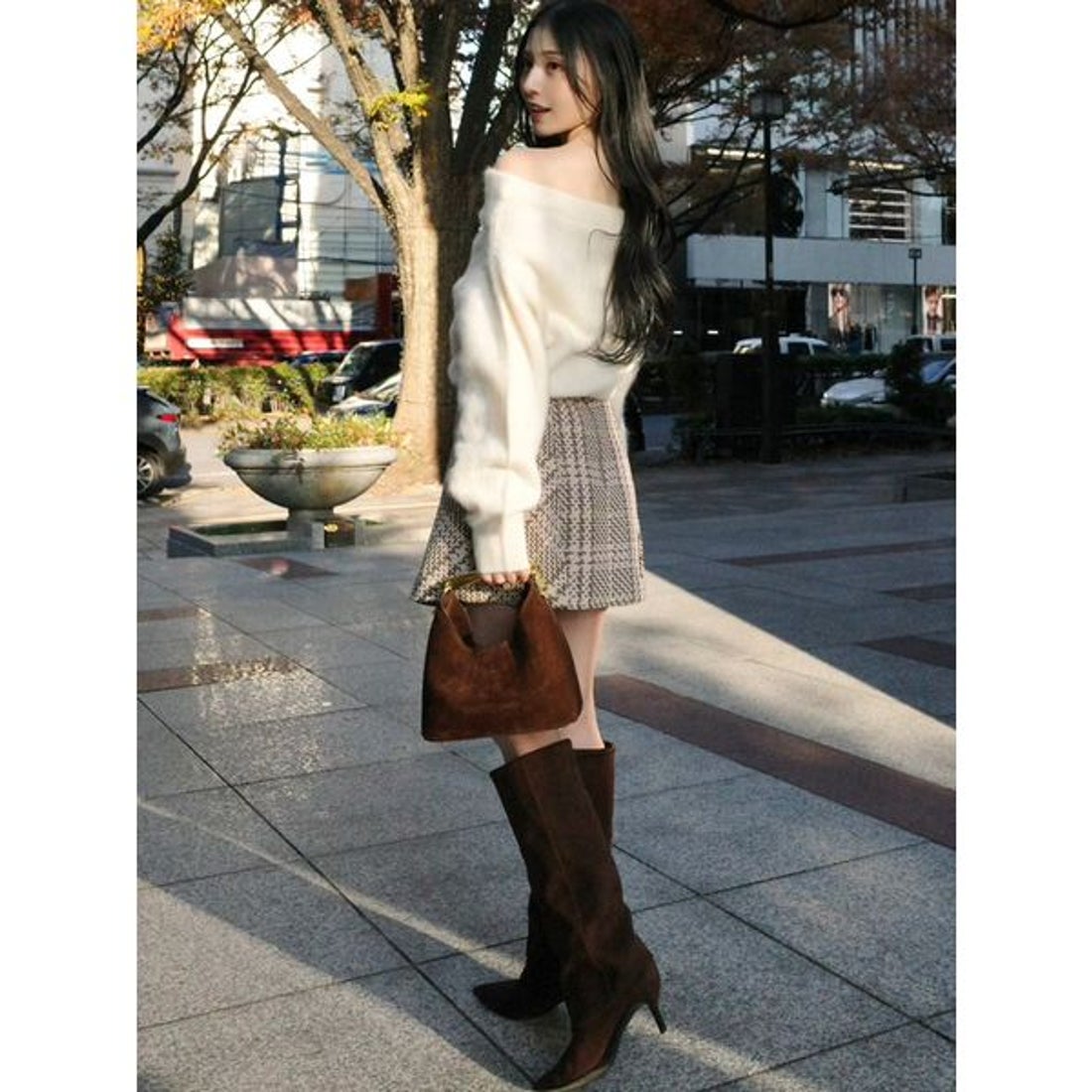 スナイデル SNIDEL Sustainableロービングチェックミニスカート （PNK