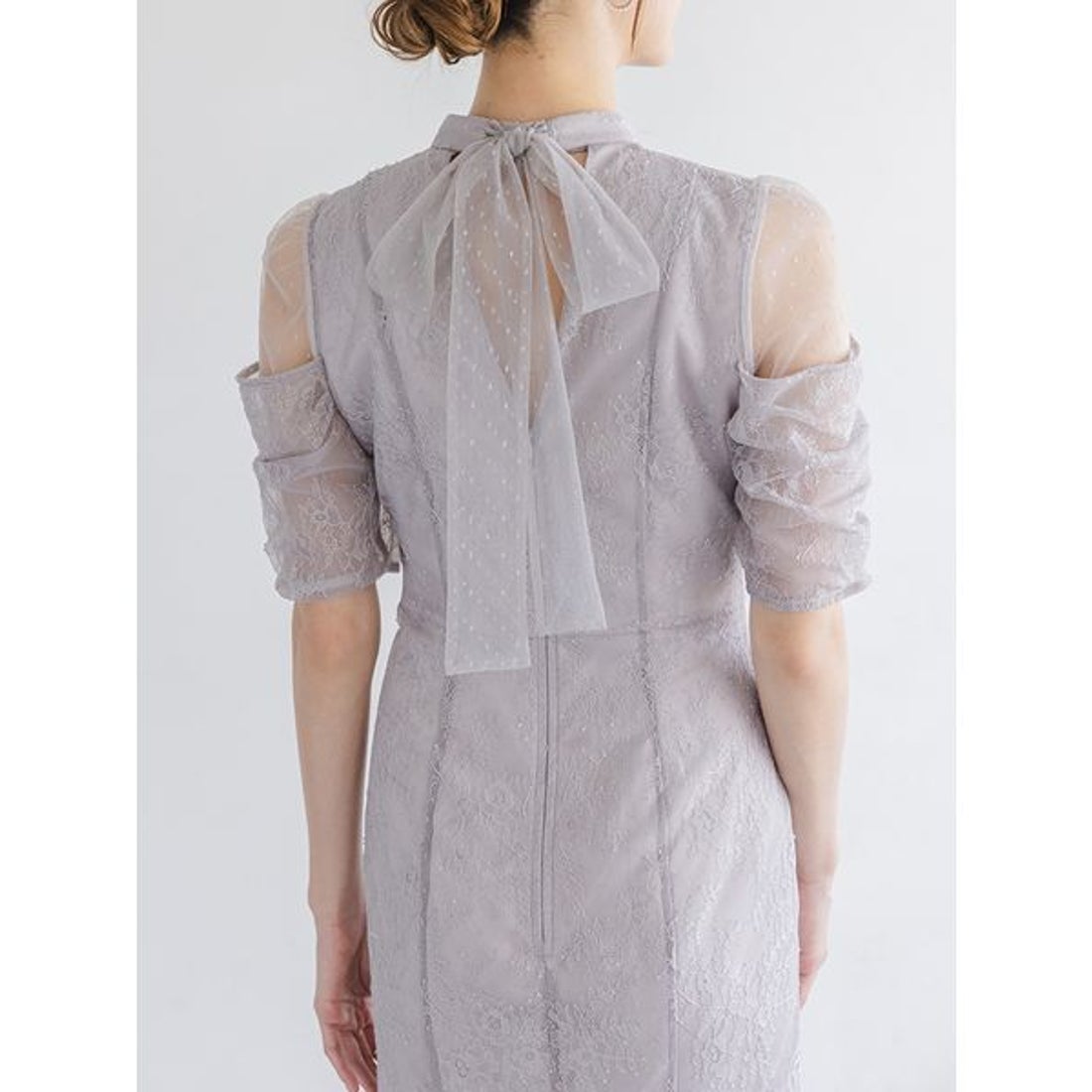 スナイデル SNIDEL シアーショルダーレースドレス （LGRY） -靴