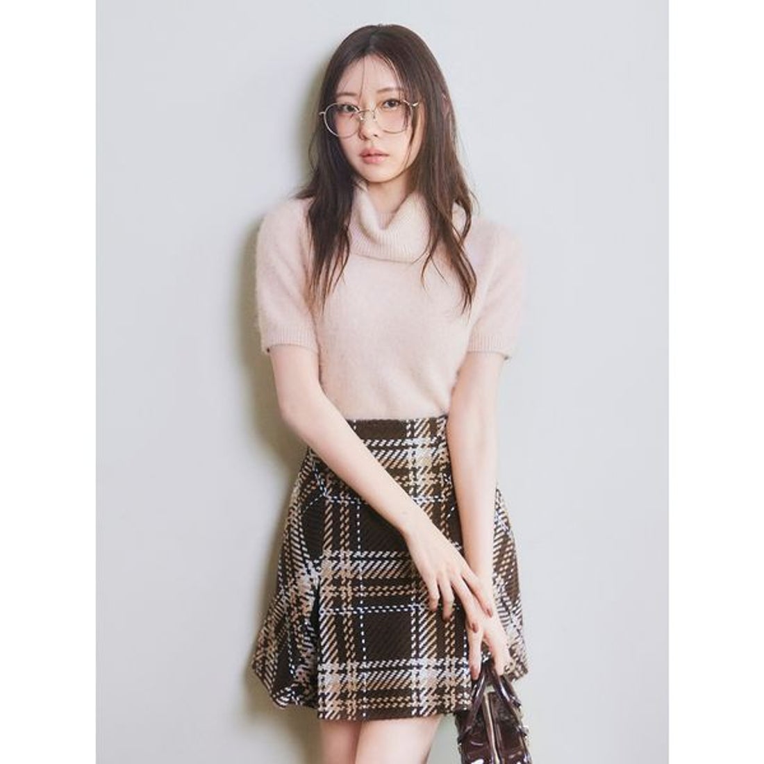 スナイデル SNIDEL Sustainableロービングチェックミニスカート （PNK