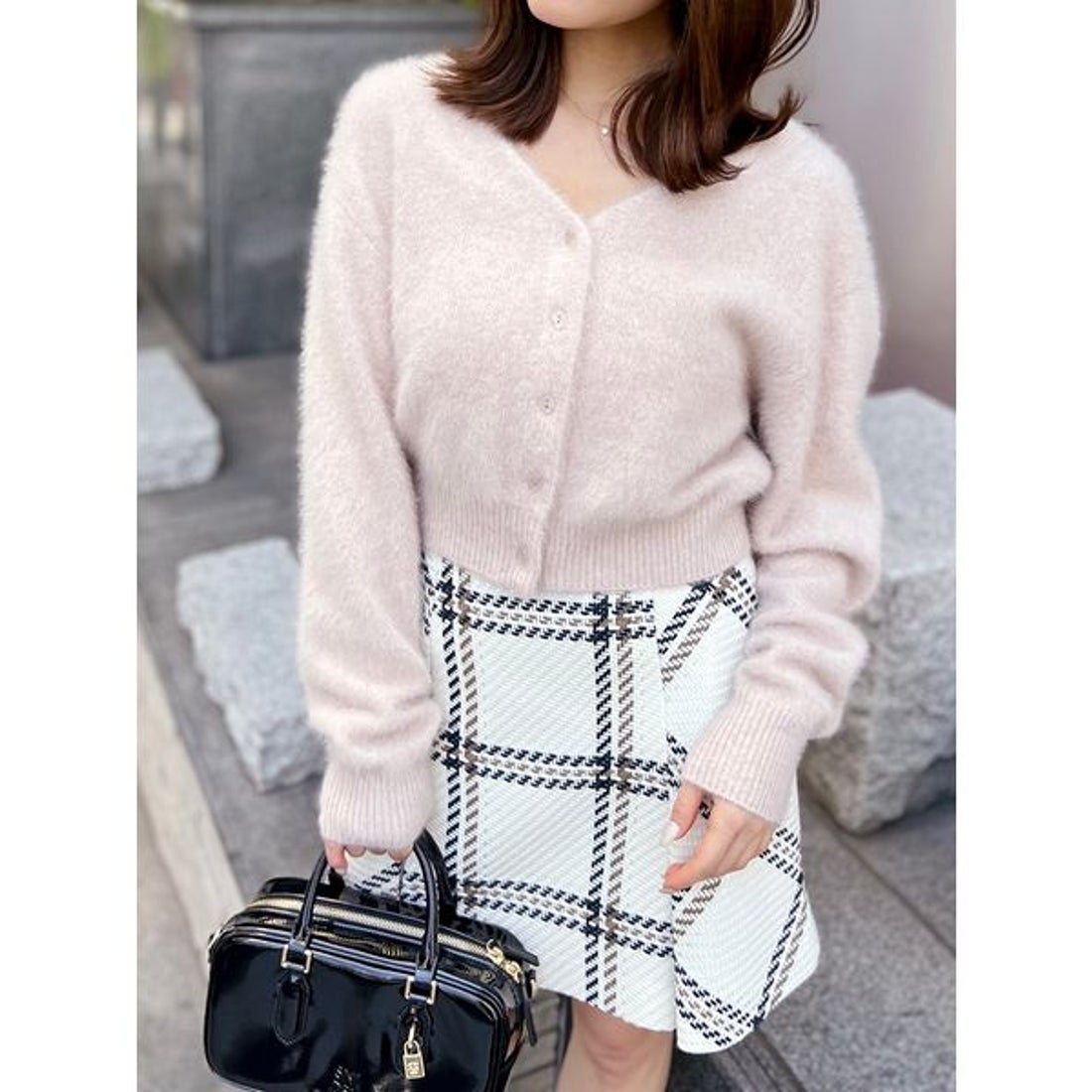 スナイデル SNIDEL Sustainableロービングチェックミニスカート （PNK