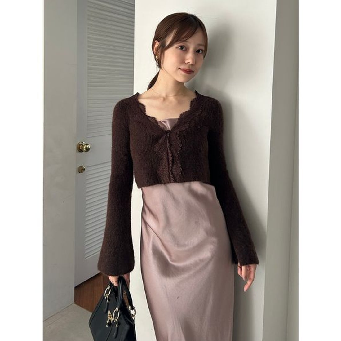 スナイデル SNIDEL キャミワンピースモヘアカーディガンセット （PNK