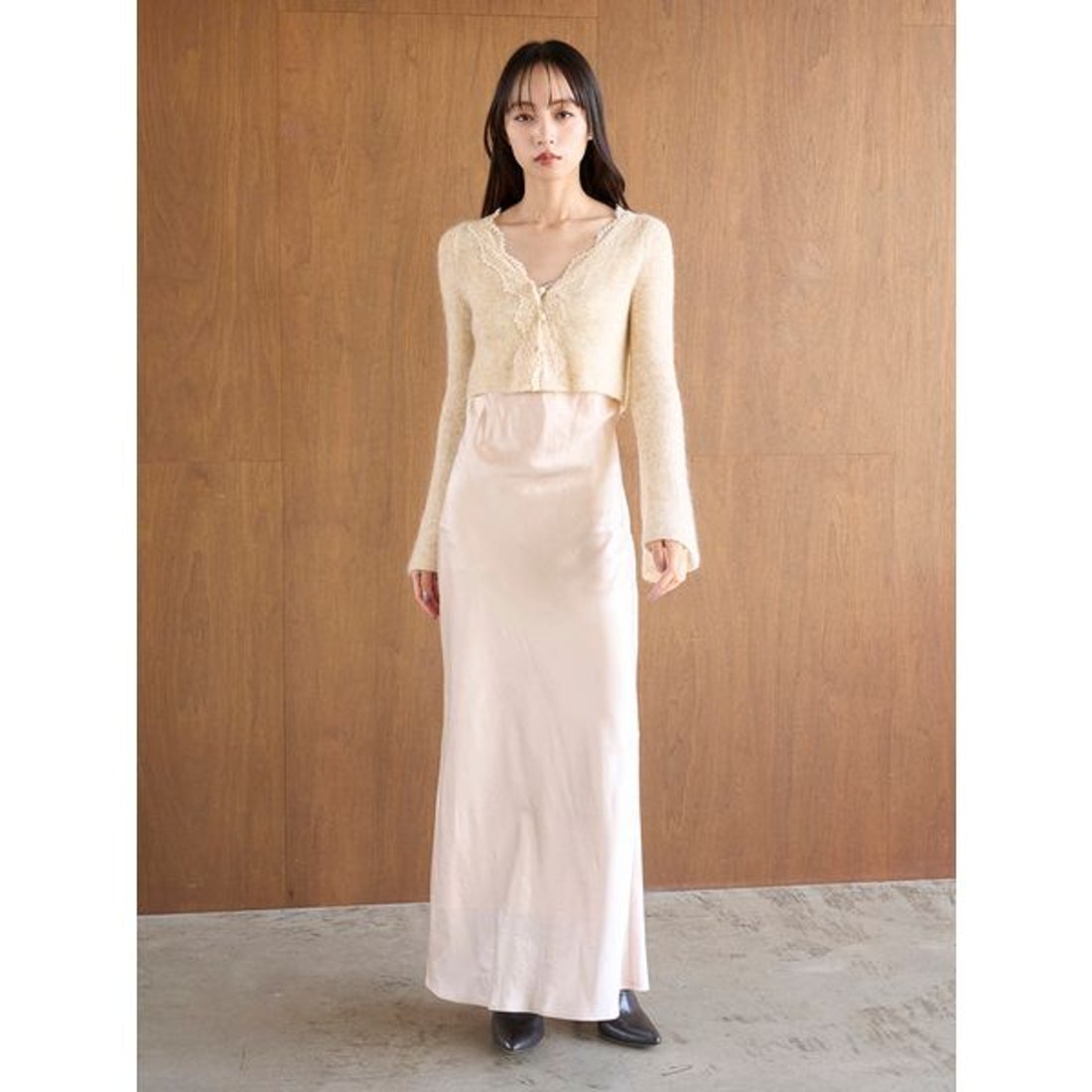 スナイデル SNIDEL キャミワンピースモヘアカーディガンセット （PNK