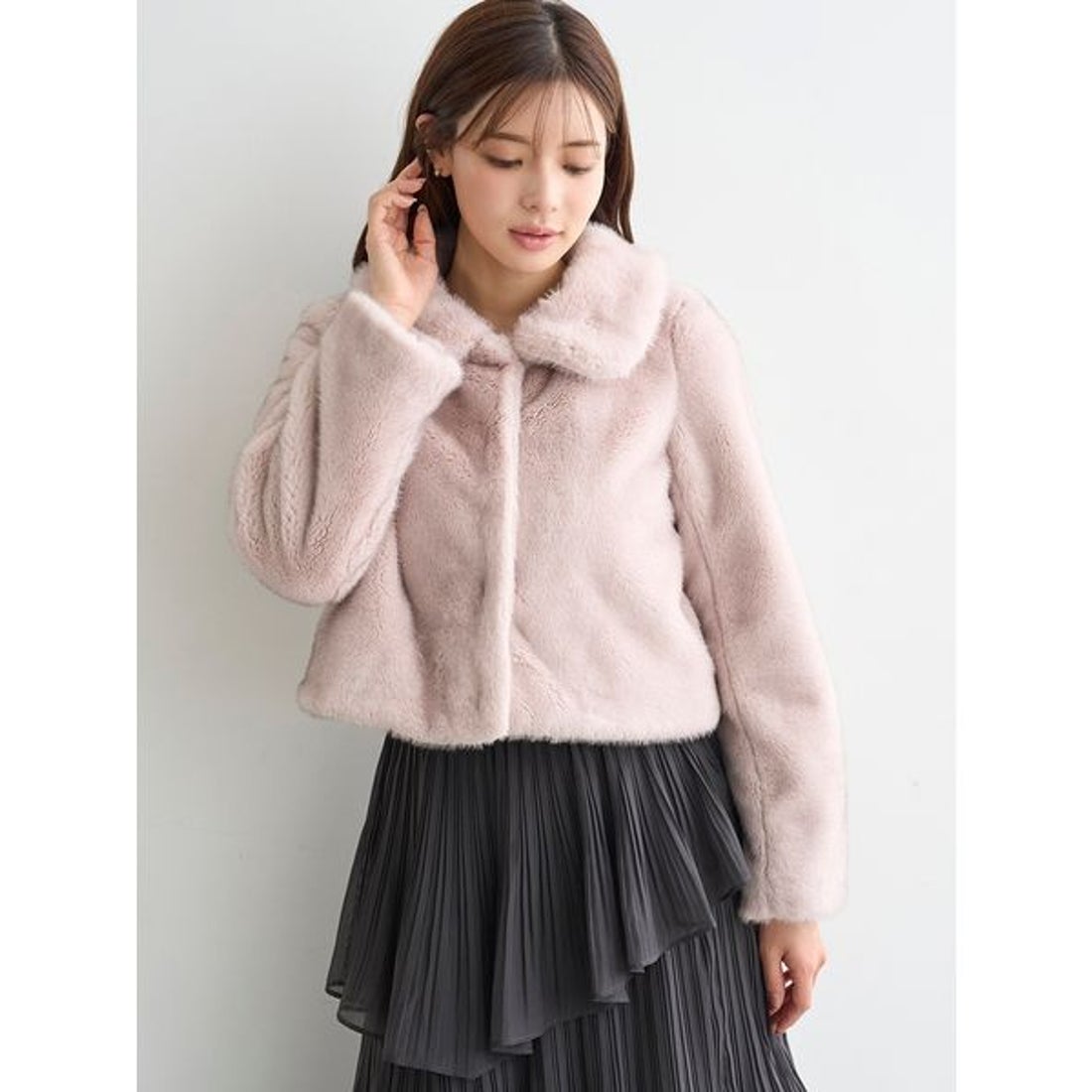 スナイデル SNIDEL ステンカラーショートファーコートジャケット （PNK