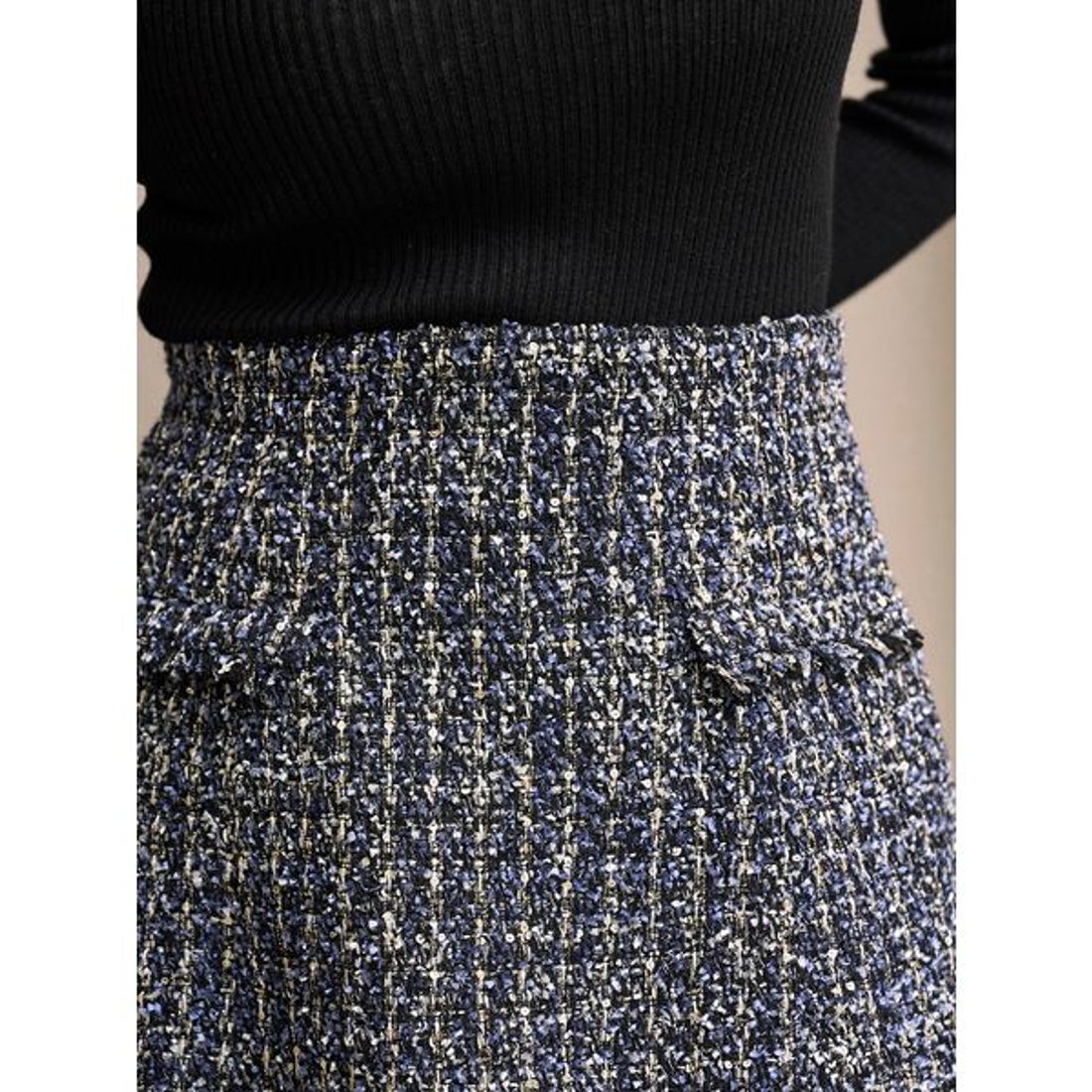 スナイデル SNIDEL サイドプリーツツイードミニスカート （DGRY