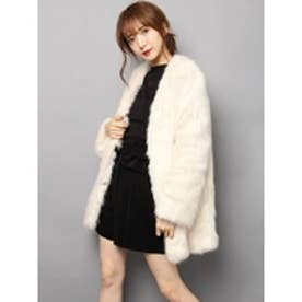 スナイデル SNIDEL ノーカラーミドルエコファーコート （アイボリー