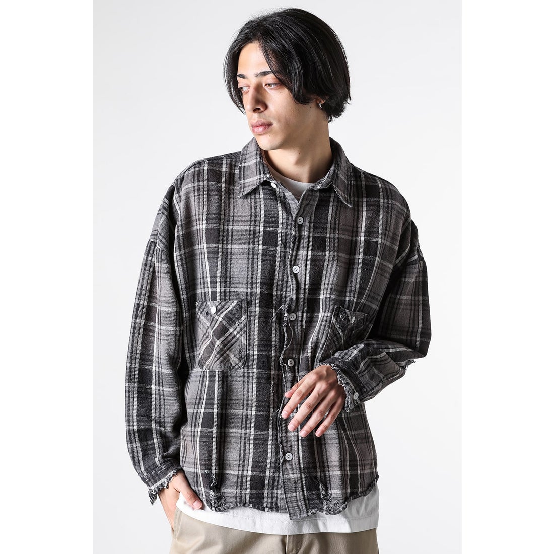 セントマイケル SAINT Mxxxxxx Flannel Shirt （Black / Gray） 通販