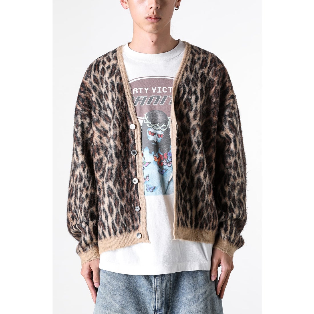 セントマイケル SAINT Mxxxxxx Mohair Cardigan （Leopard