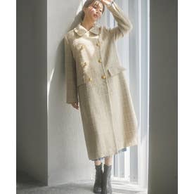 セゾンドパピヨン SAISON DE PAPILLON ゴールドボタンロング丈ツイード