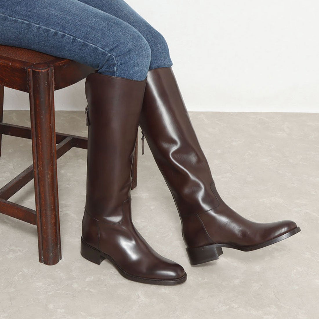 サルトル SARTORE クロスストラップバックジップロングブーツ （グレー