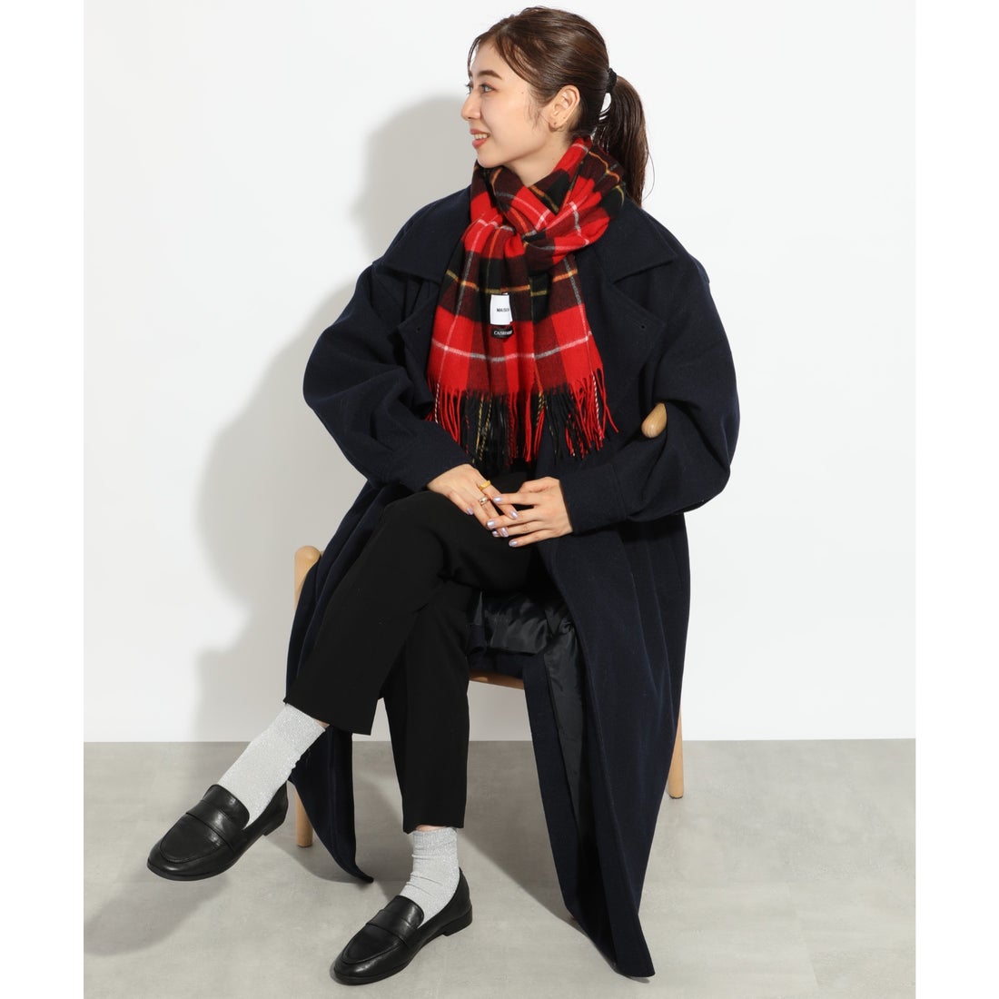 セットアップセブン SETUP7 カシミア100% チェック マフラー 大判