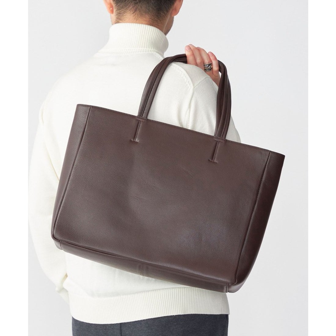 シップス SHIPS SHIPS: スマート レザー トートバッグ （ネイビー