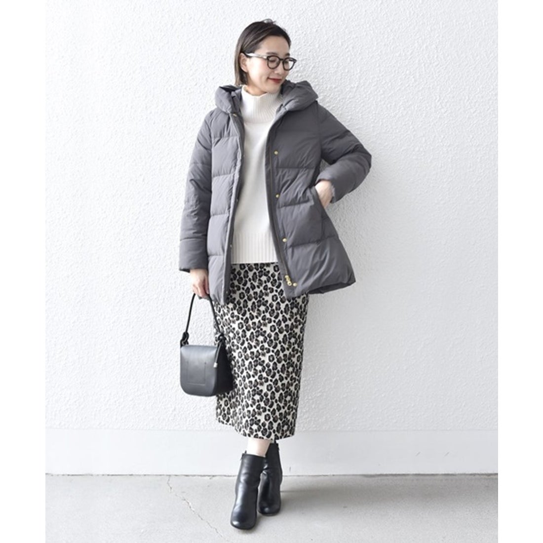 シップス SHIPS *〈手洗い可能〉ショールカラー ミディ ダウン