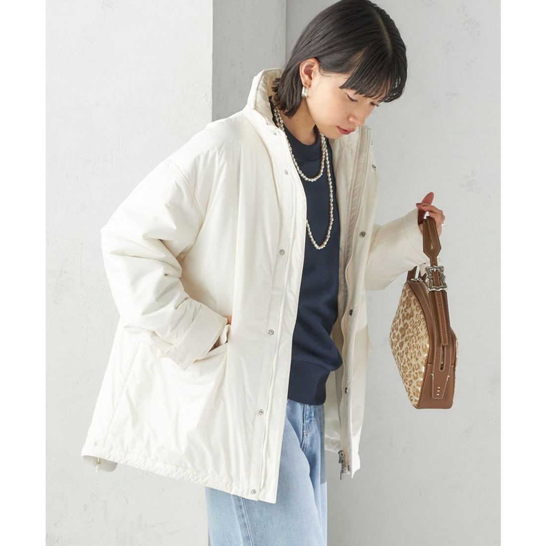 シップス SHIPS 〈手洗い可能〉IMBOTEX 中綿 ミディ ジャケット （オフ