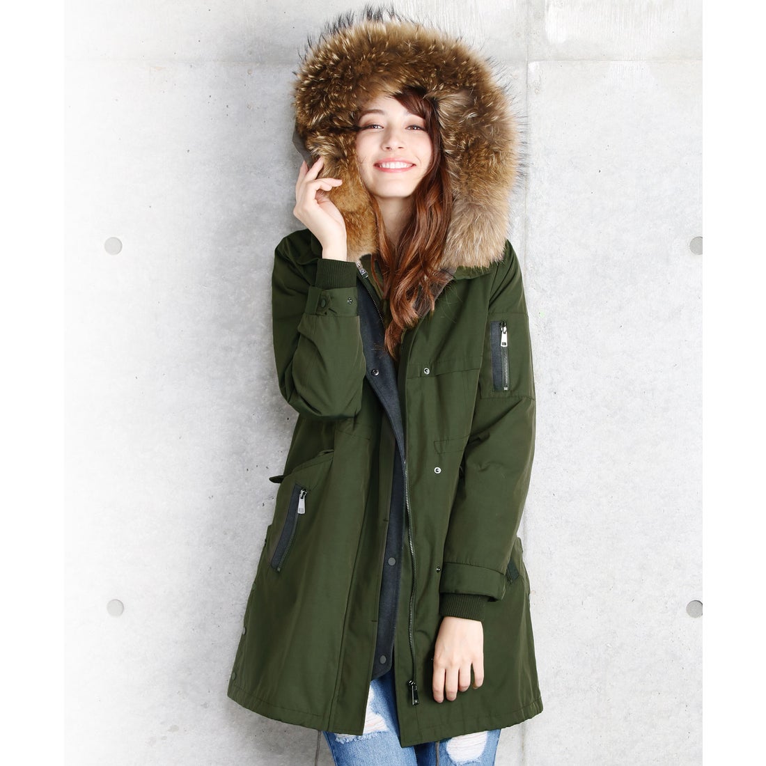 ZARA 1779ZARA ザラ モッズコート ファー カーキ ジップアップ XS