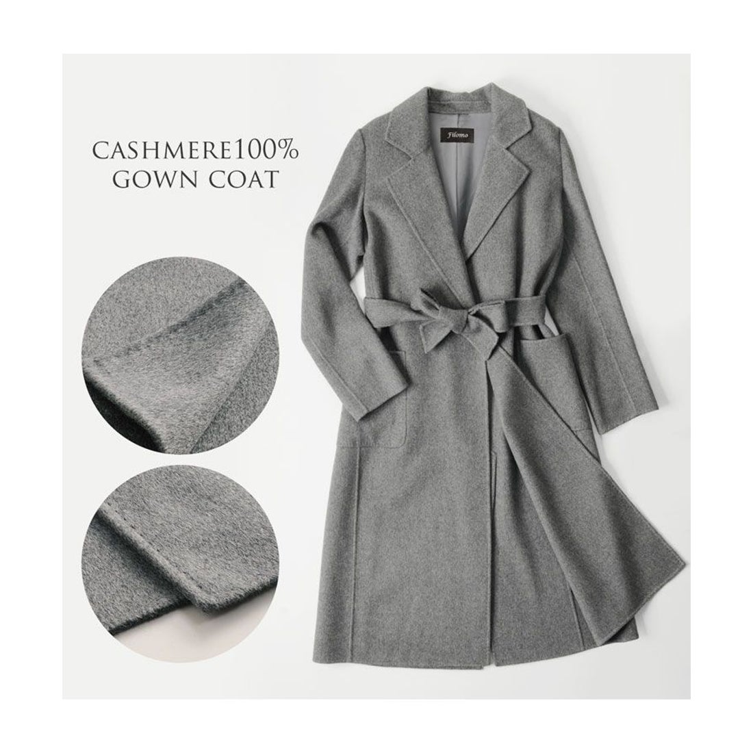 サンキョウショウカイ 三京商会 カシミヤ ガウン ロング コート 着丈