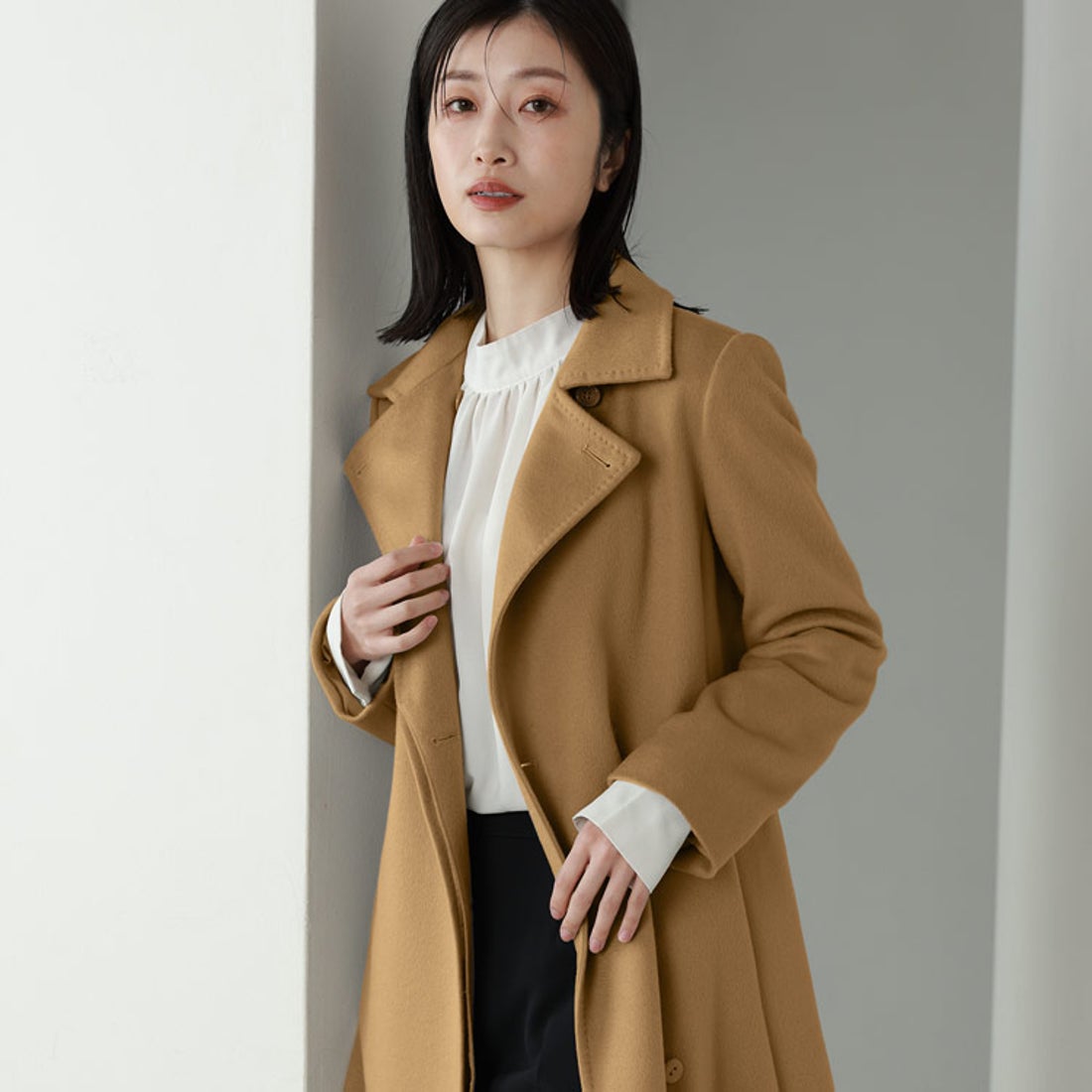 サンキョウショウカイ 三京商会 ロングカシミヤコートベルト付き