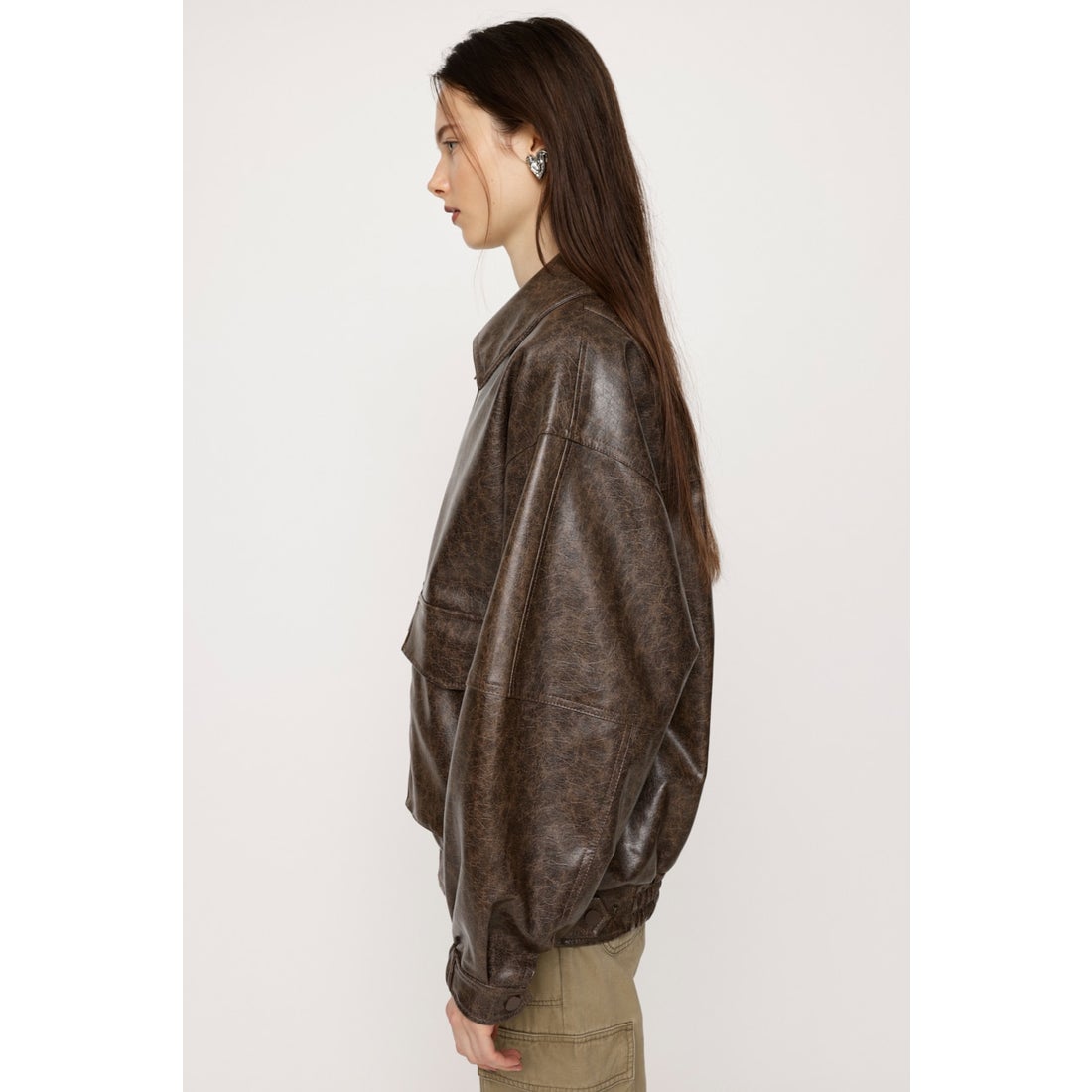 SLY FAUX LEATHER ZIP UP ブルゾン BRN -靴＆ファッション通販