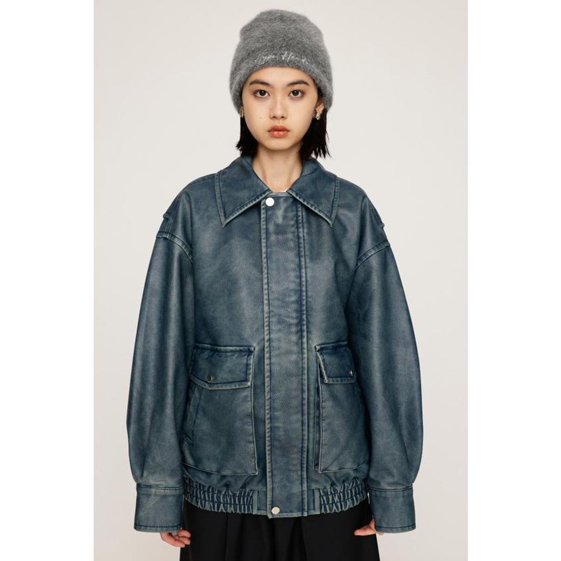 スライ SLY AGING F／LEATHER FLIGHT ジャケット （BLU