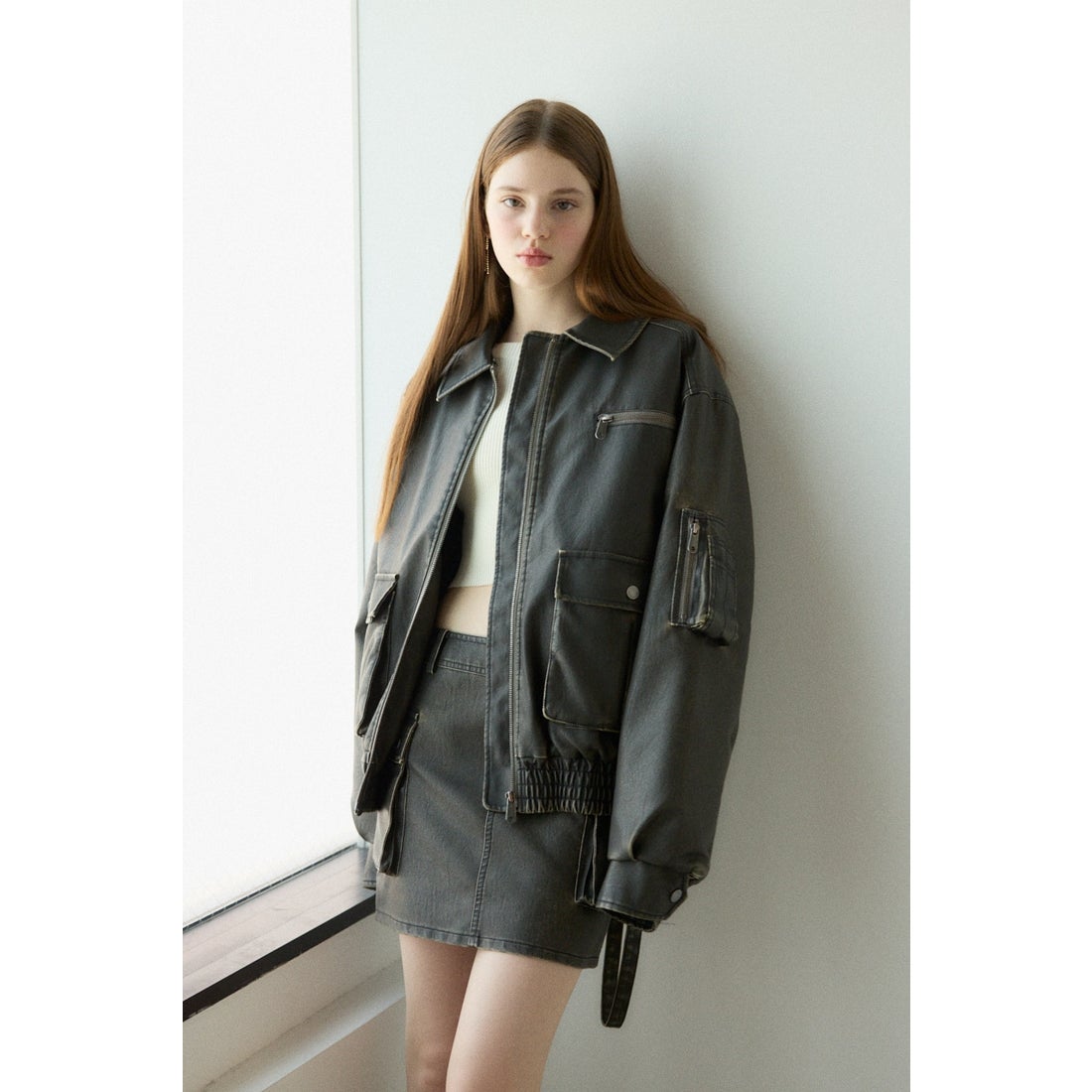 SLY VINTAGE F／LEATHER S／ブルゾン BLK -ファッション通販 FASHION