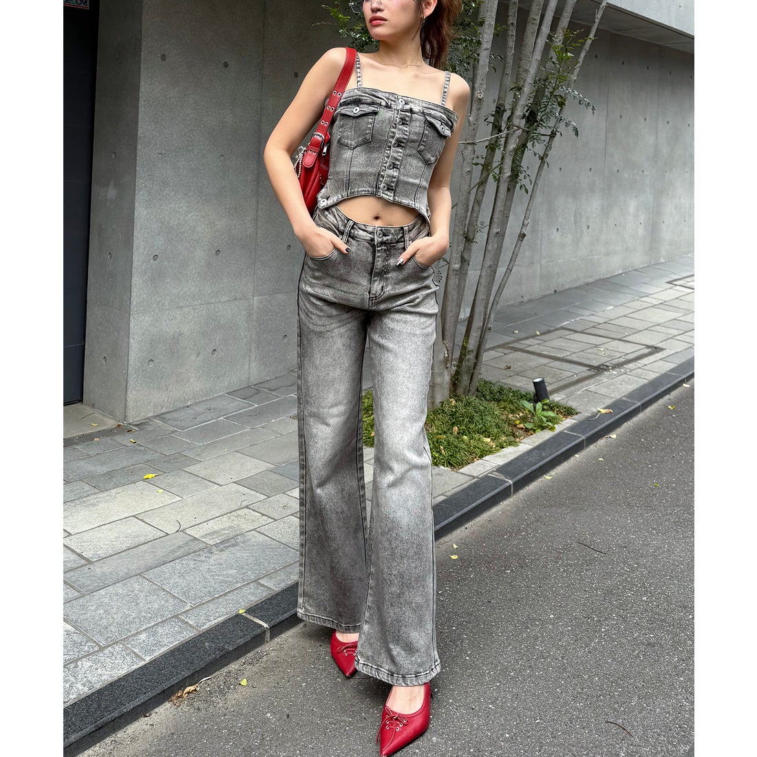 スパイラルガール SPIRALGIRL デニムビスチェオールインワン