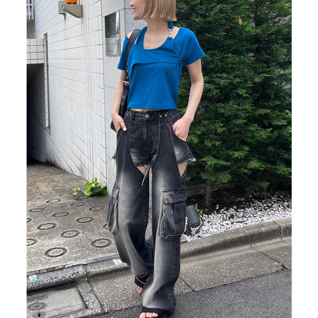 スパイラルガール SPIRALGIRL 2WAYカーゴオーバーダイデニム