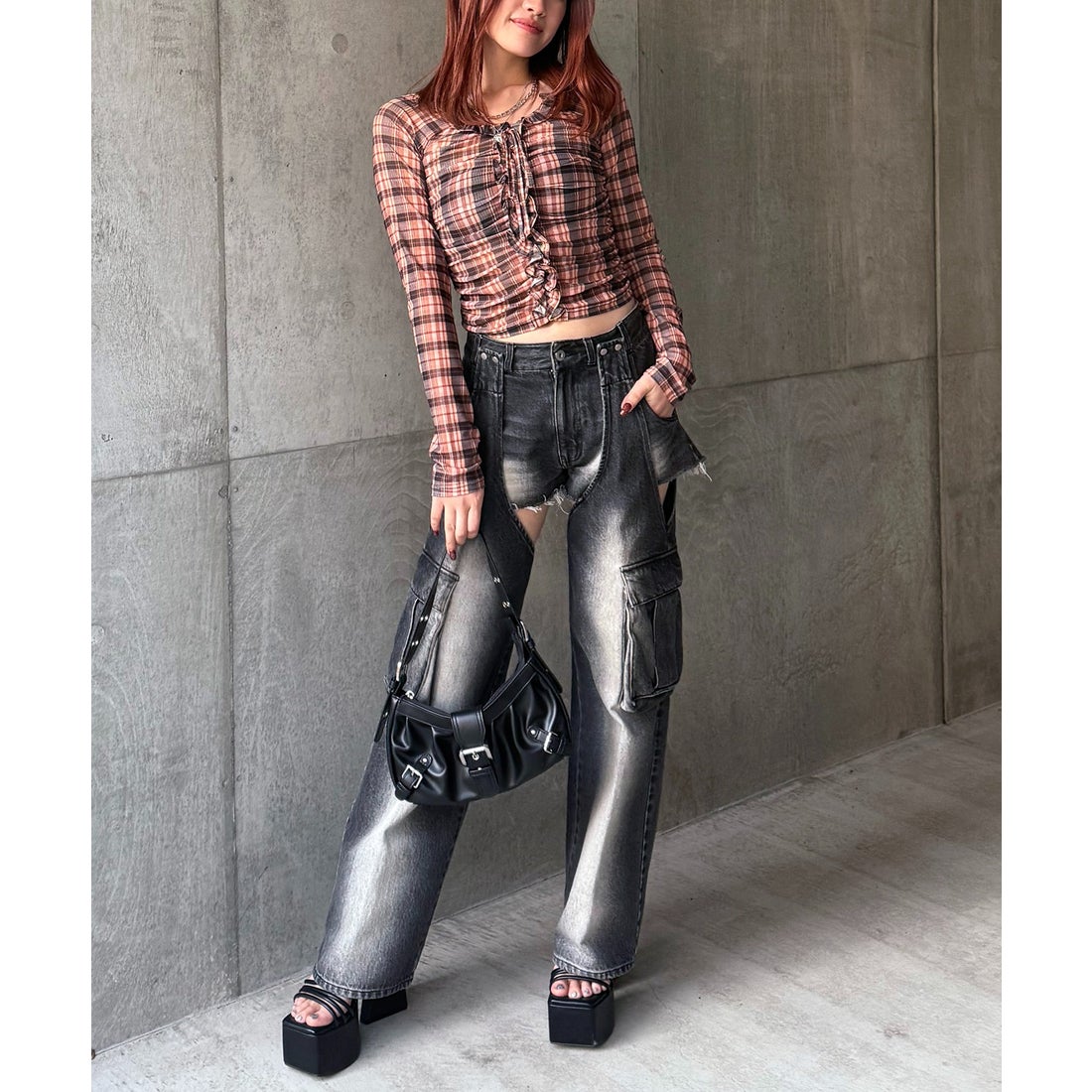 スパイラルガール SPIRALGIRL 2WAYカーゴオーバーダイデニム