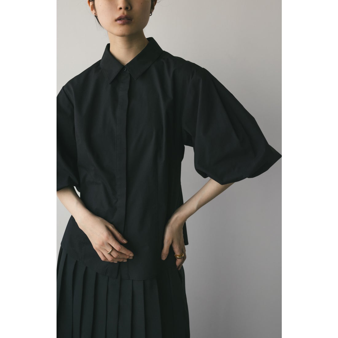 STYLEMIXER バルーンスリーブシャツ BLK -ファッション通販 FASHION WALKER