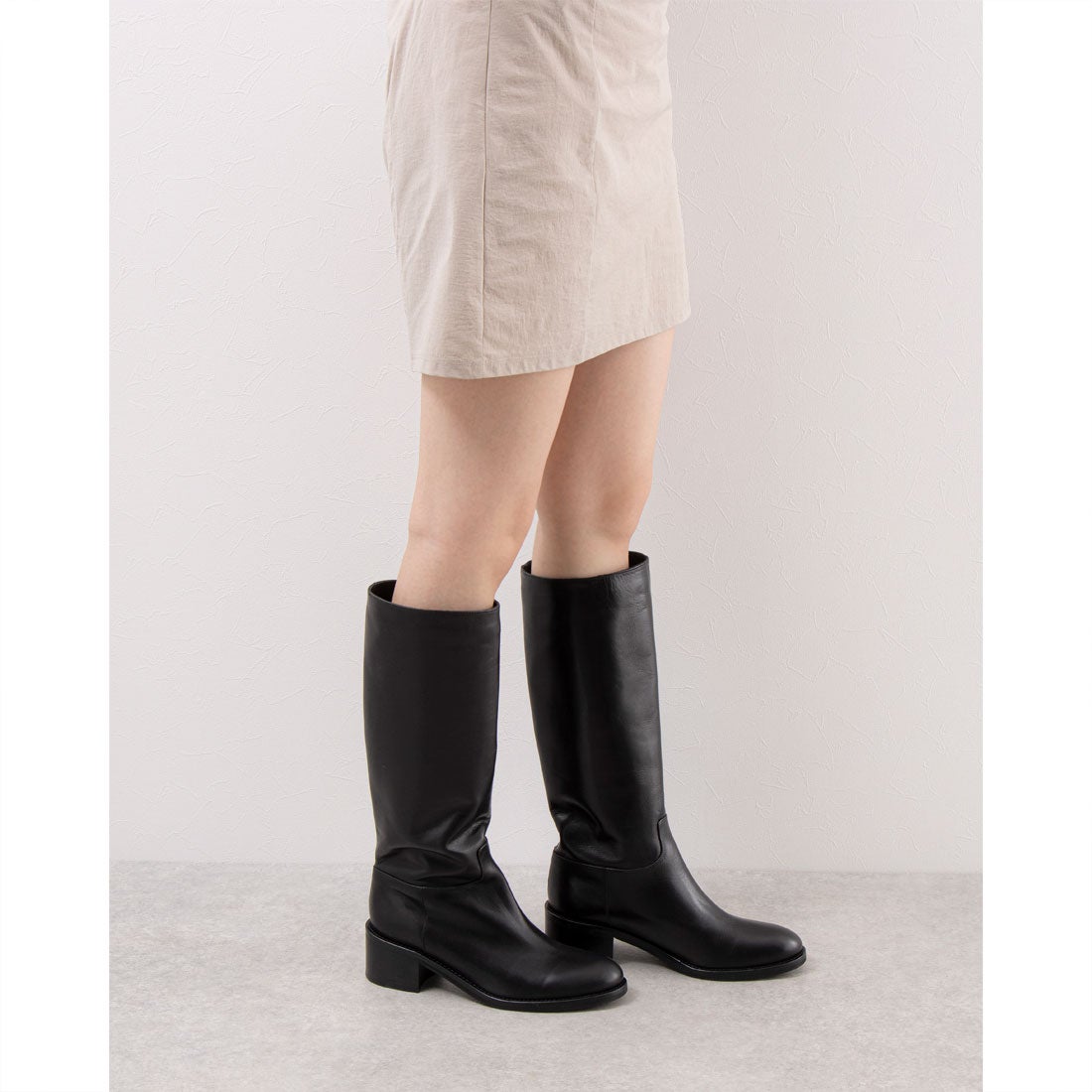 パスクッチ PASCUCCI ラウンドトウベーシックレザーロングブーツ