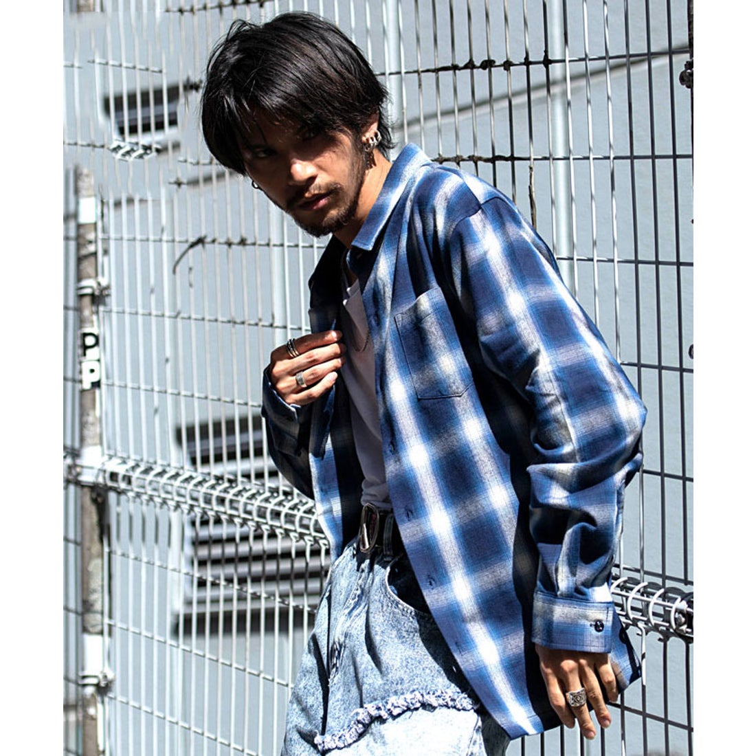 キャバリア CavariA CavariA オンブレ長袖ネルシャツ チェックシャツ