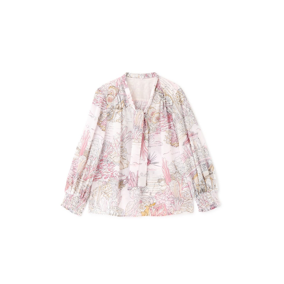 く*る様 PINKY&DIANNE ノーティカルプリントブラウス ブルー PINKY