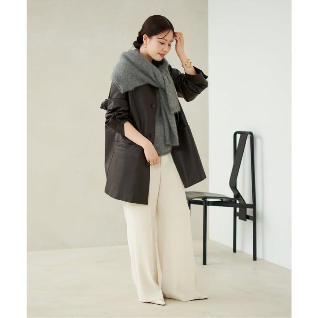 プラージュ Plage Leather Like Car コート （ブラック