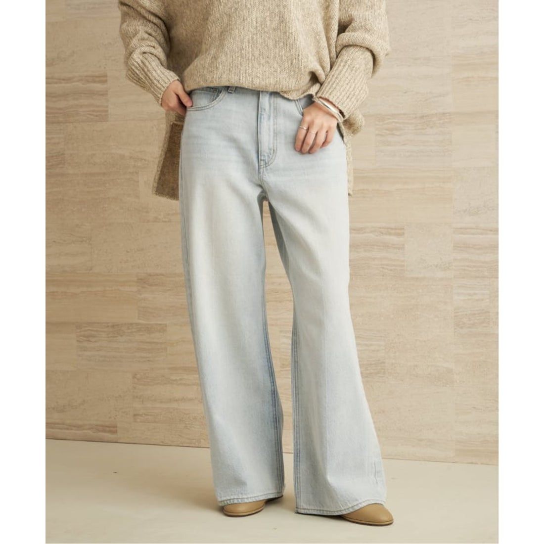 プラージュ Plage bleach soft デニムパンツ （サックスブルー