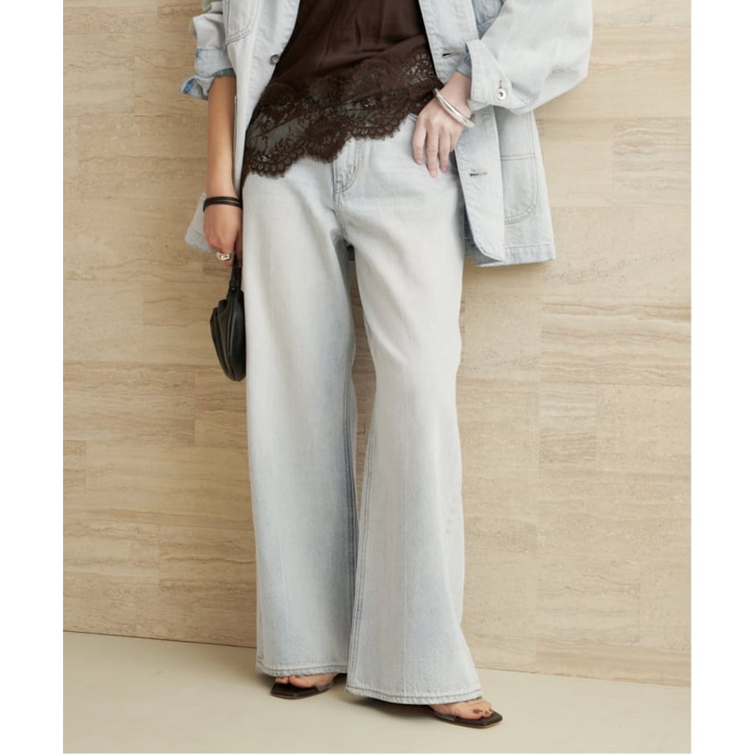 プラージュ Plage bleach soft デニムパンツ （サックスブルー