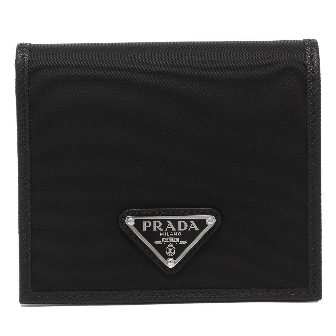 プラダ PRADA 二つ折り財布 トライアングル ブラック メンズ