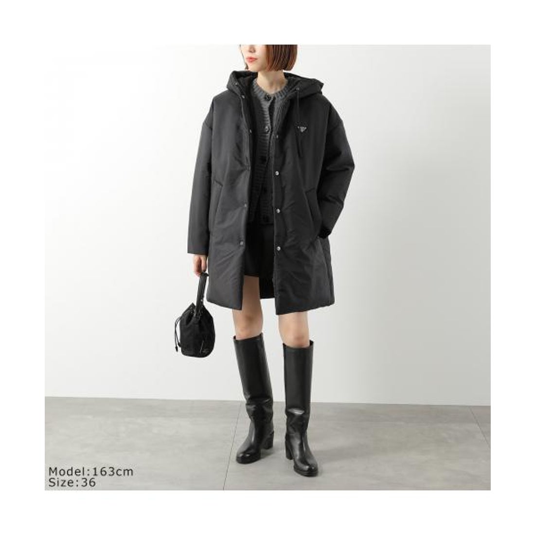 プラダ PRADA PRADA 中綿コート 29D960 1WQ9 Re-Nylon フード ミドル丈