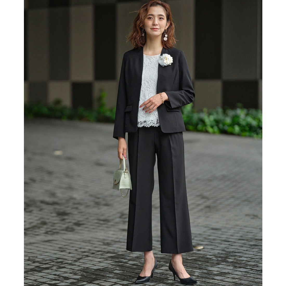 ジーラ GeeRA 【4点セット】〈ワイドパンツ〉ノーカラージャケット