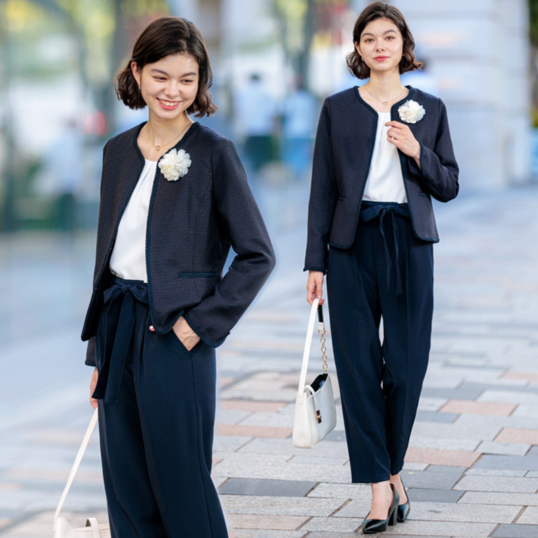 ジーラ GeeRA 【4点セット】〈テーパードパンツ〉ツイードジャケット